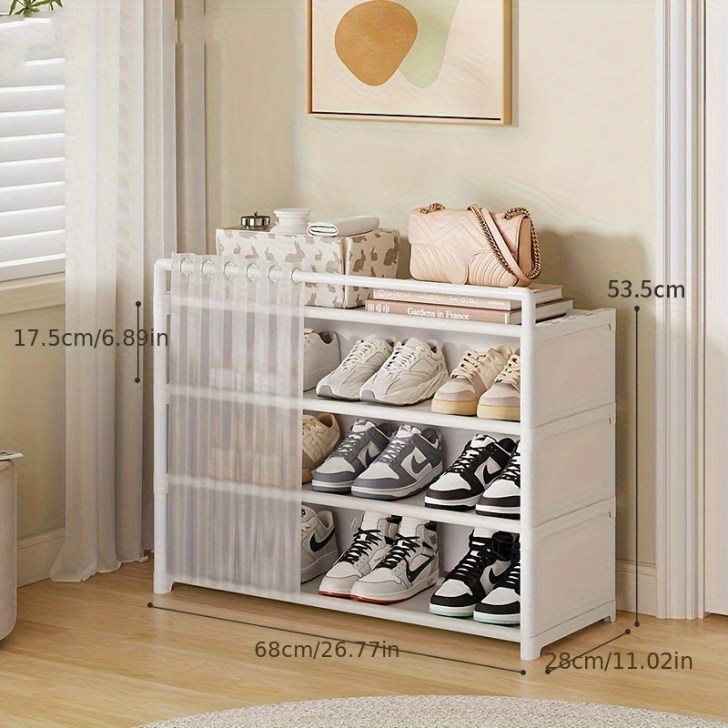 1 Set - Dustproof Foldable Shoe Display Rack with Non-Slip Base, Easy to Clean, Multi-Layer Storage Shelf for Shoes and Accessories