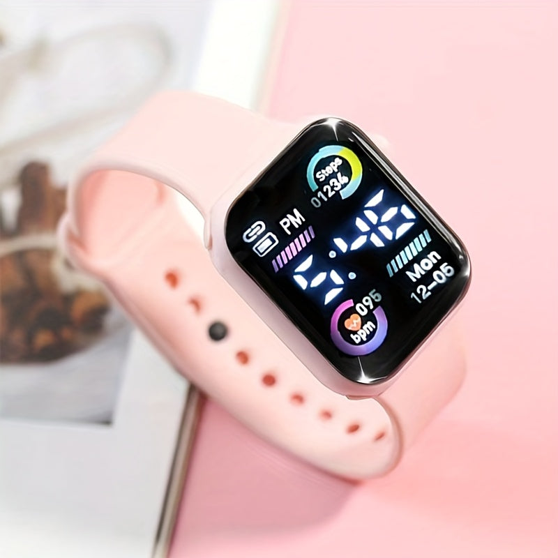 6-Piece Fashionable Pink Electronic Watch, Bracelet, Necklace, Earrings, and Ring Set for Teens - Perfect Birthday Gift for Friends, Girlfriend, or Boyfriend, Ideal for Travel, Graduation, Halloween, and Valentine's Day