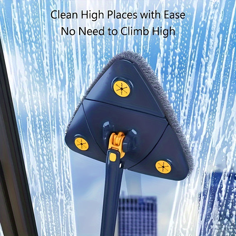 1set, Triangle 360° Rotating Cleaning Mop, Long Handle Floor Mop, Hands-free Wash Squeeze Mop, Wet And Dry Dual-use Cleaning Mop, for Floor Wall Ceiling Corner Glass, Cleaning Supplies, Cleaning Tool