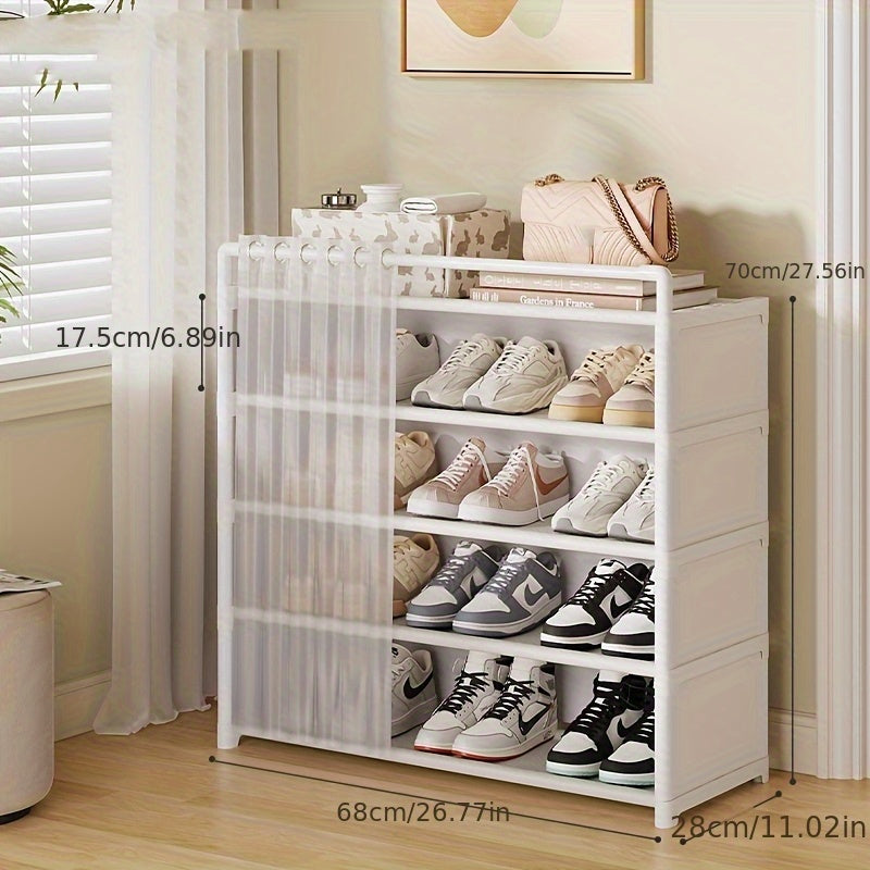 1 Set - Dustproof Foldable Shoe Display Rack with Non-Slip Base, Easy to Clean, Multi-Layer Storage Shelf for Shoes and Accessories
