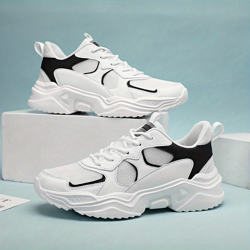 Baskets montantes respirantes pour homme - Baskets décontractées blanches et turquoise avec semelle EVA, fermeture à lacets, idéales en toutes saisons