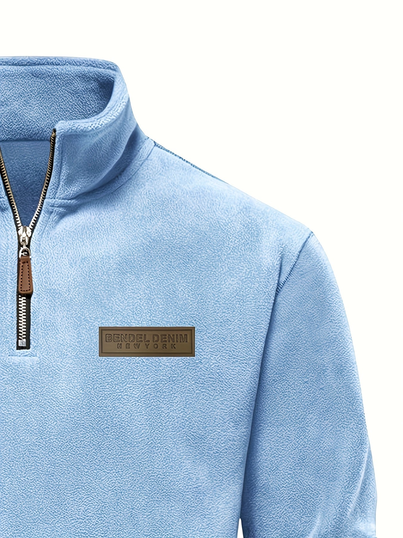 Men's Thermal Half-Zip Sweater Jacket with Round Neck & Collar - Winter Warm Full-Zip-like Zipper (Half-Zip) Closure, Machine Washable Casual Coat for Office & Outdoor, Dark Blue/Burgundy Label-Compatible (No Bulk Layering Ne