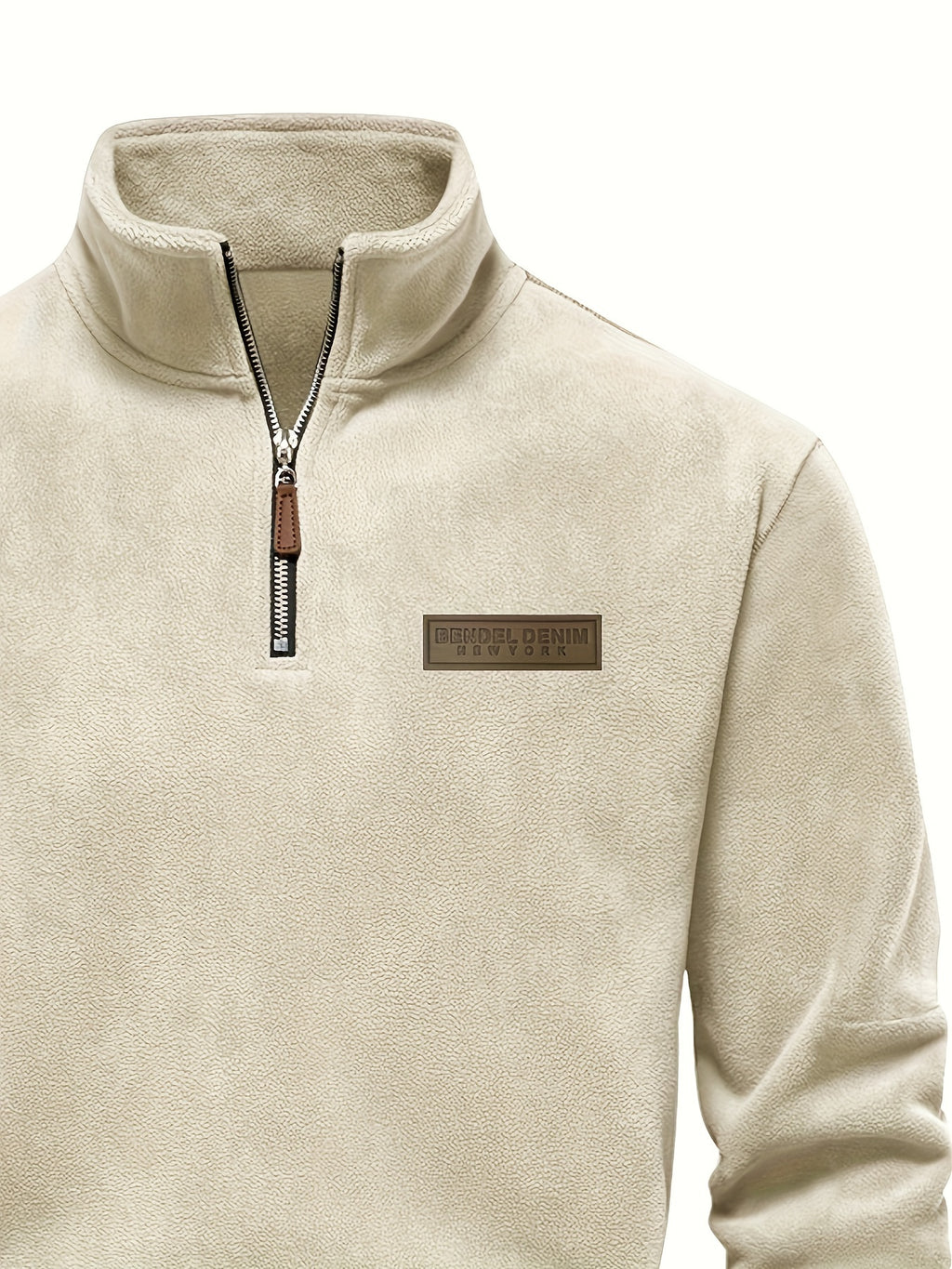 Men's Thermal Half-Zip Sweater Jacket with Round Neck & Collar - Winter Warm Full-Zip-like Zipper (Half-Zip) Closure, Machine Washable Casual Coat for Office & Outdoor, Dark Blue/Burgundy Label-Compatible (No Bulk Layering Ne