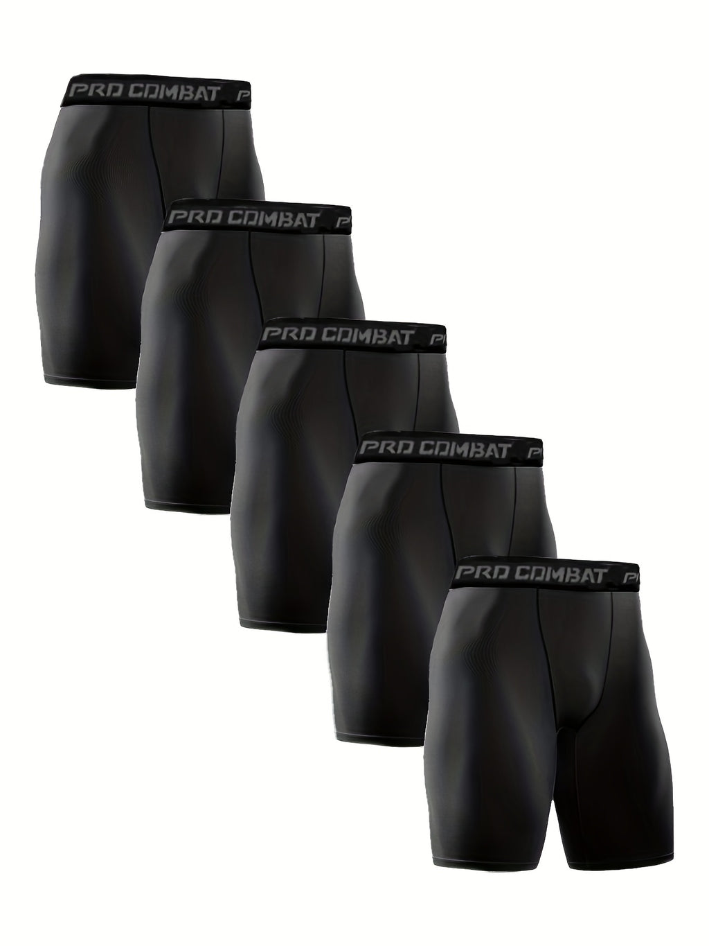 5pcs Men's Sports Fitness Shorts, Breathable Comfy High Elastic Quick Drying Compression Pants For Gym, Men's Fashion Basketball Training Tight Boxer Shorts