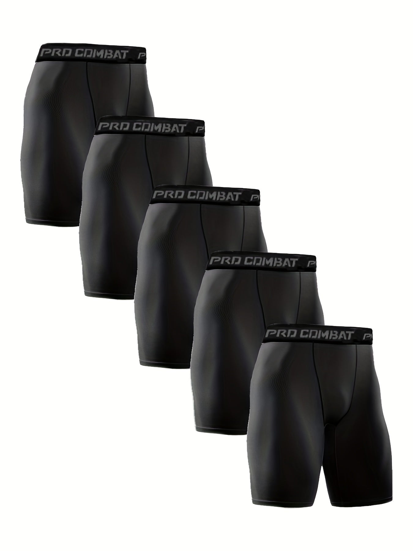 5pcs Men's Sports Fitness Shorts, Breathable Comfy High Elastic Quick Drying Compression Pants For Gym, Men's Fashion Basketball Training Tight Boxer Shorts