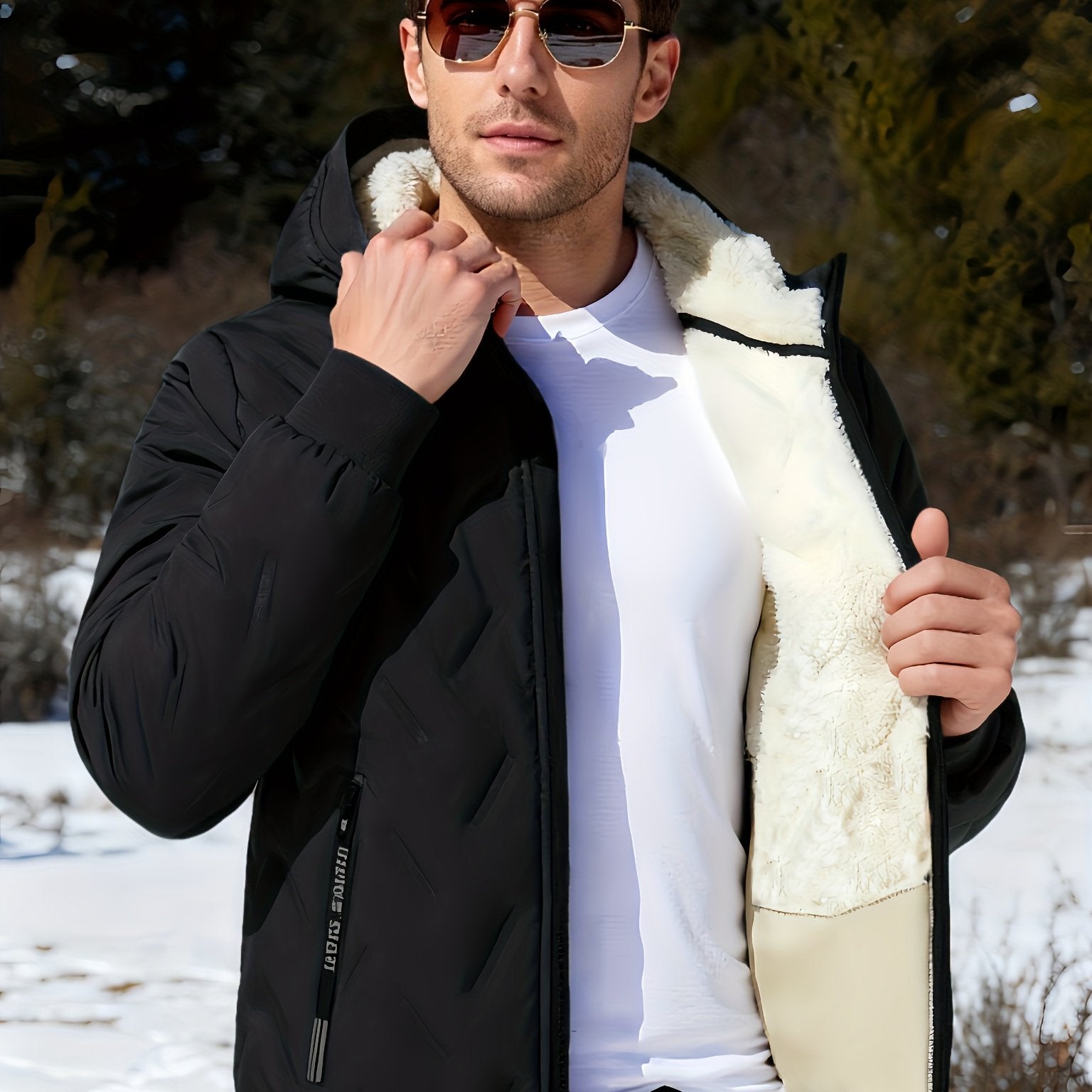 Veste polaire à capuche pour homme | Épaisse, coupe-vent, confortable, décontractée, ultra chaude et anti-froid avec doublure en velours d'agneau