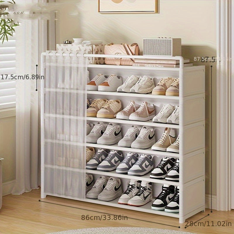 1 Set - Dustproof Foldable Shoe Display Rack with Non-Slip Base, Easy to Clean, Multi-Layer Storage Shelf for Shoes and Accessories