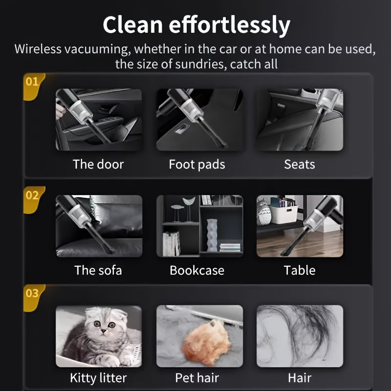 Car Vacuum Cleaner, Double Battery Large Capacity, Large Suction Power, Home And Car Dual-use, Wet And Dry, Portable And Compact