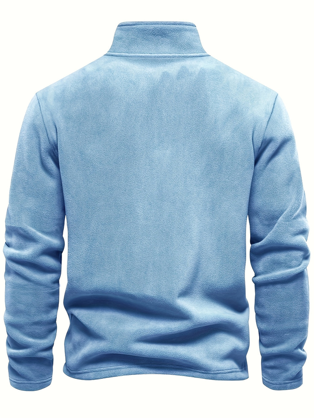 Men's Thermal Half-Zip Sweater Jacket with Round Neck & Collar - Winter Warm Full-Zip-like Zipper (Half-Zip) Closure, Machine Washable Casual Coat for Office & Outdoor, Dark Blue/Burgundy Label-Compatible (No Bulk Layering Ne