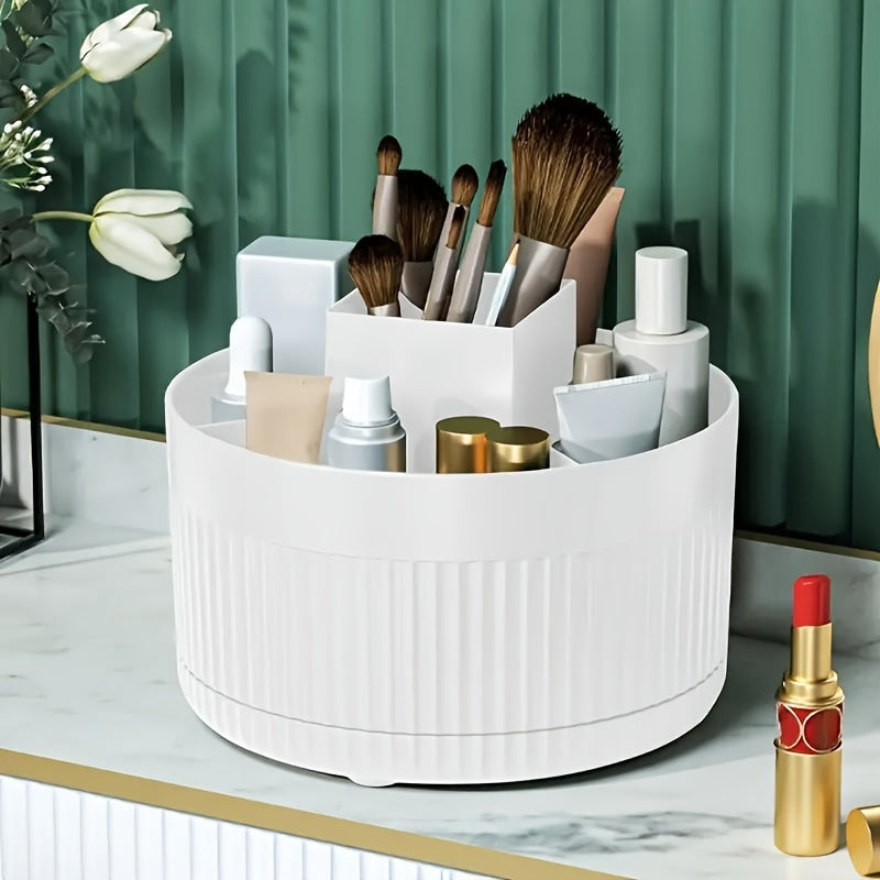 Rotating Makeup Organizer, 360 Degree Rotation, Minimalist Design, High-Gloss ABS Plastic, Perfect for Bedroom, Vanity, Bathroom Storage