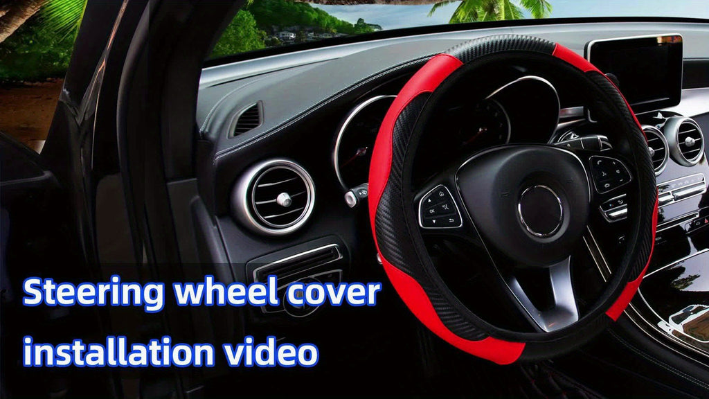 No Inner Ring Car Steering Wheel, Set Carbon Fiber PU Leather Wear-resistant Non-slip 37.01-38.0cm Car Accessories