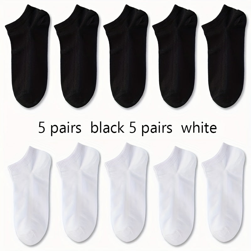 5/10/20 Pairs of Unisex Simple Solid Color Breathable And Comfortable Short Socks, Suitable for All Seasons.