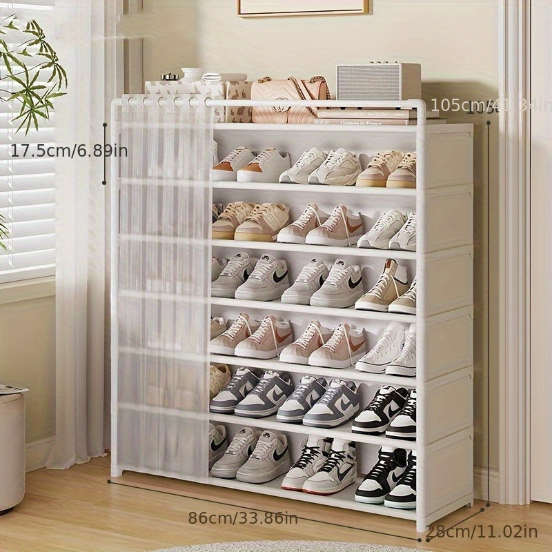 1 Set - Dustproof Foldable Shoe Display Rack with Non-Slip Base, Easy to Clean, Multi-Layer Storage Shelf for Shoes and Accessories