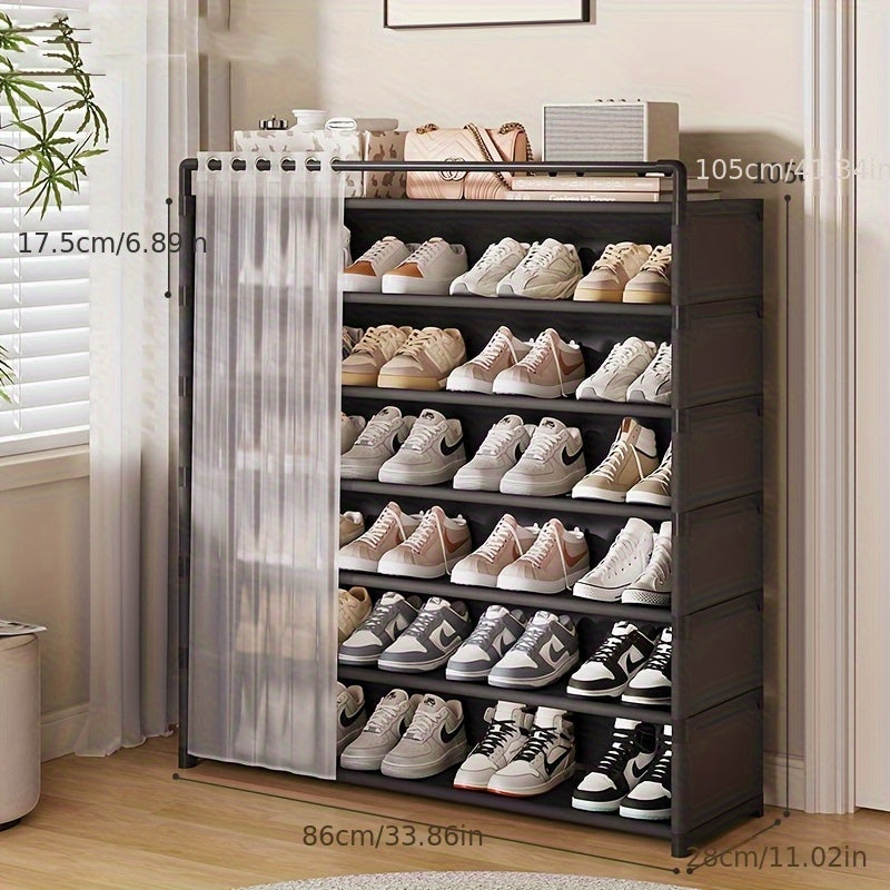 1 Set - Dustproof Foldable Shoe Display Rack with Non-Slip Base, Easy to Clean, Multi-Layer Storage Shelf for Shoes and Accessories