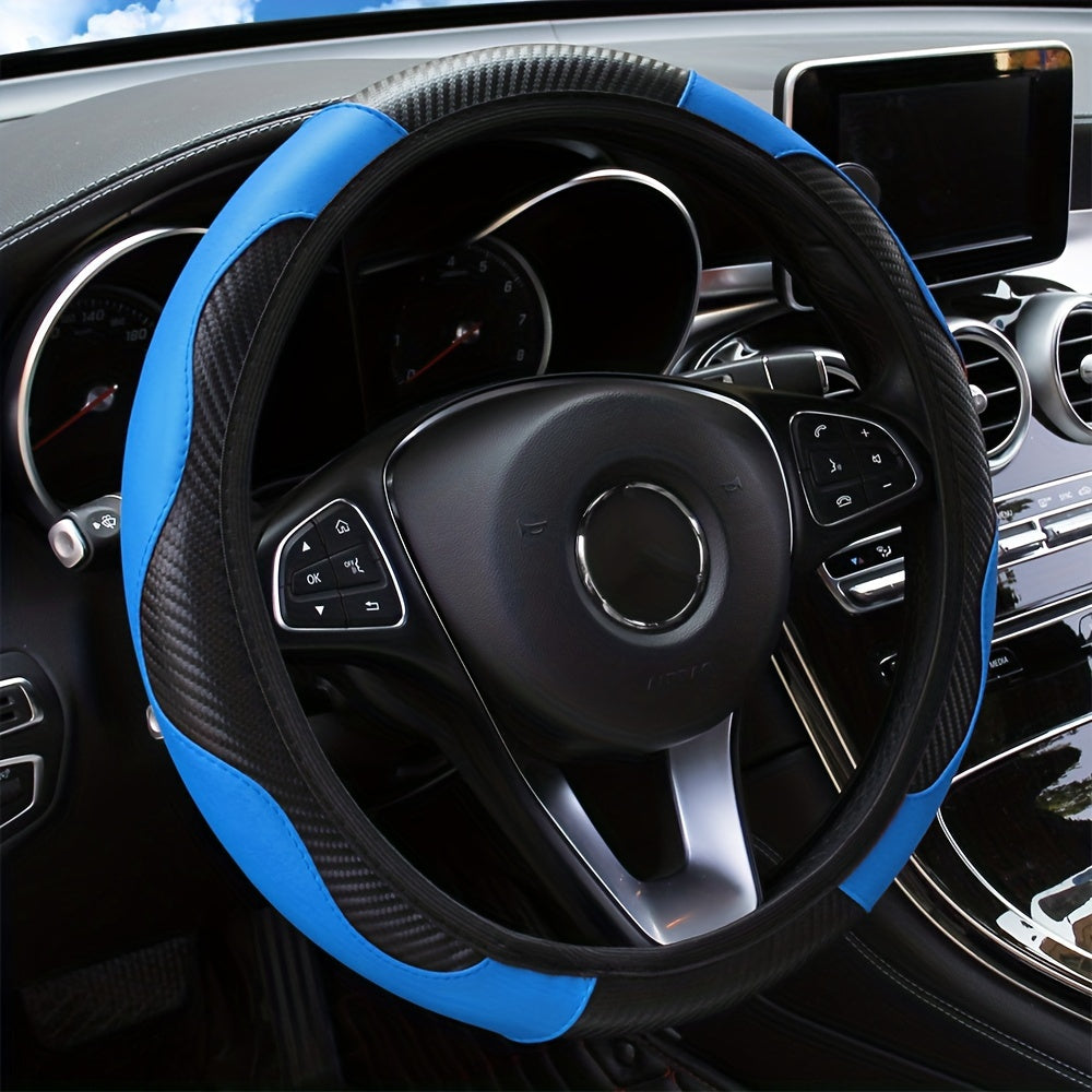 No Inner Ring Car Steering Wheel, Set Carbon Fiber PU Leather Wear-resistant Non-slip 37.01-38.0cm Car Accessories