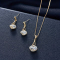 Inlaid Square Shape Artificial Crystal Jewelry Set With Pendant Necklace & Drop Earrings Prom Costume Jewelry Set For Women