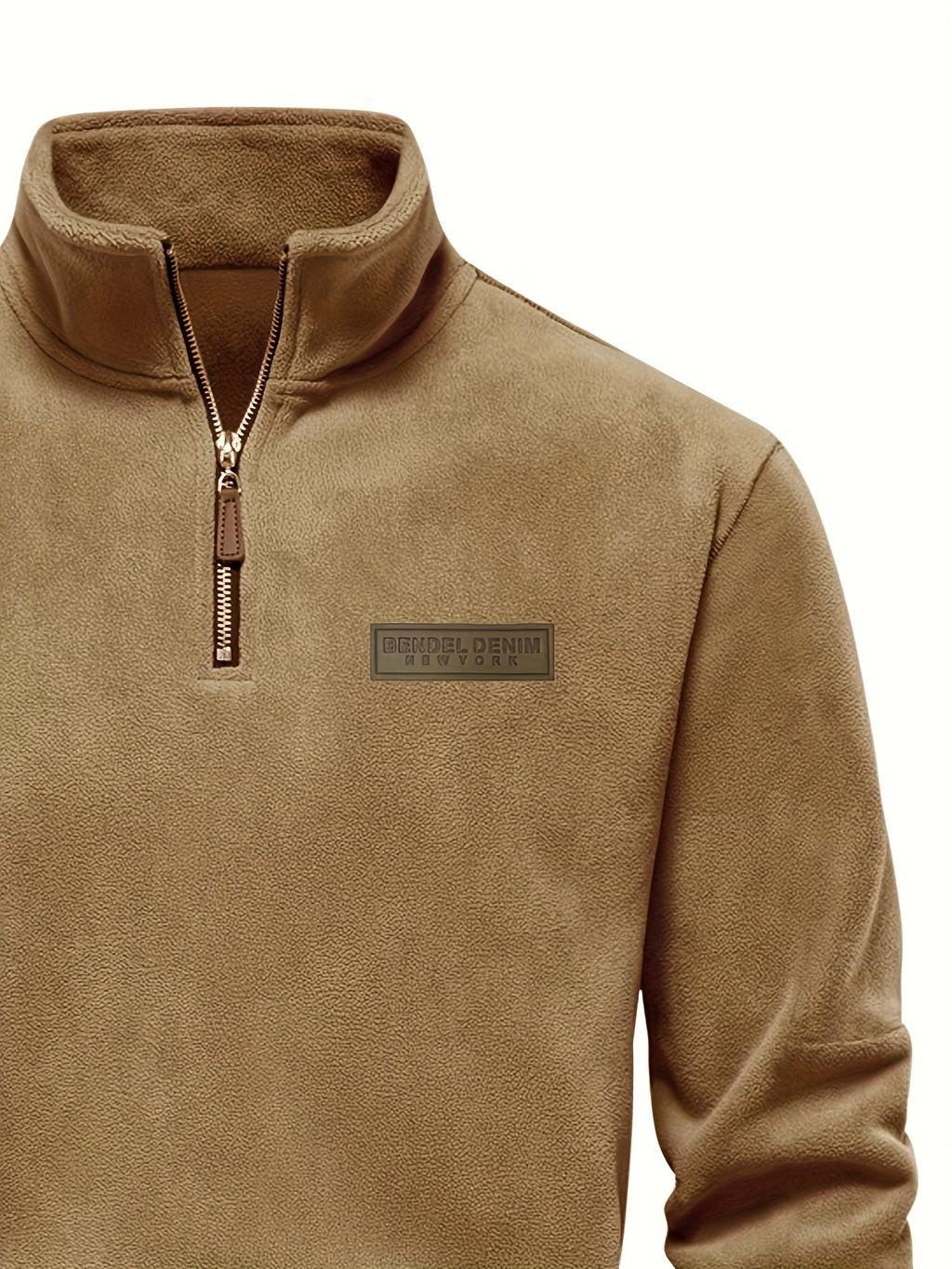 Men's Thermal Half-Zip Sweater Jacket with Round Neck & Collar - Winter Warm Full-Zip-like Zipper (Half-Zip) Closure, Machine Washable Casual Coat for Office & Outdoor, Dark Blue/Burgundy Label-Compatible (No Bulk Layering Ne