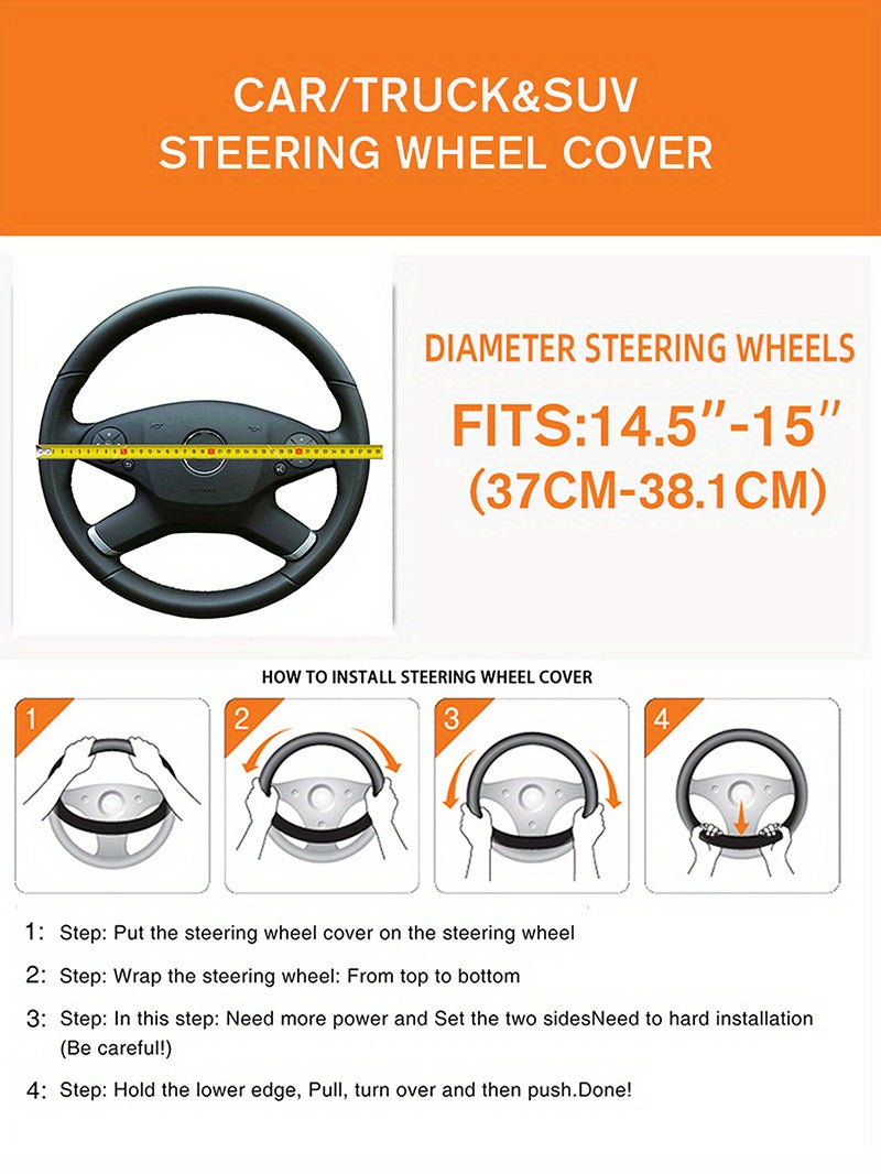 No Inner Ring Car Steering Wheel, Set Carbon Fiber PU Leather Wear-resistant Non-slip 37.01-38.0cm Car Accessories
