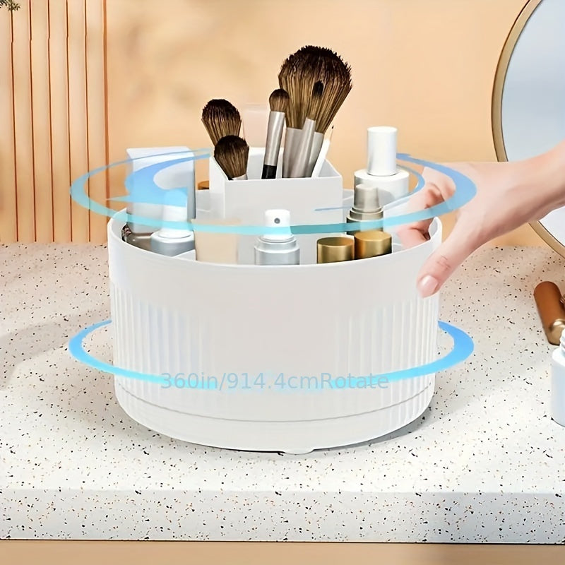 Rotating Makeup Organizer, 360 Degree Rotation, Minimalist Design, High-Gloss ABS Plastic, Perfect for Bedroom, Vanity, Bathroom Storage