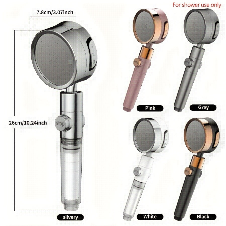 1pc Supercharged Filtered Shower Head | Three-Speed Adjustable, Super Pressurized, Wall-Mounted, Painted Finish, Rain Set, Adjustable Angle Head, Bathroom Accessories, For Shower Use Only