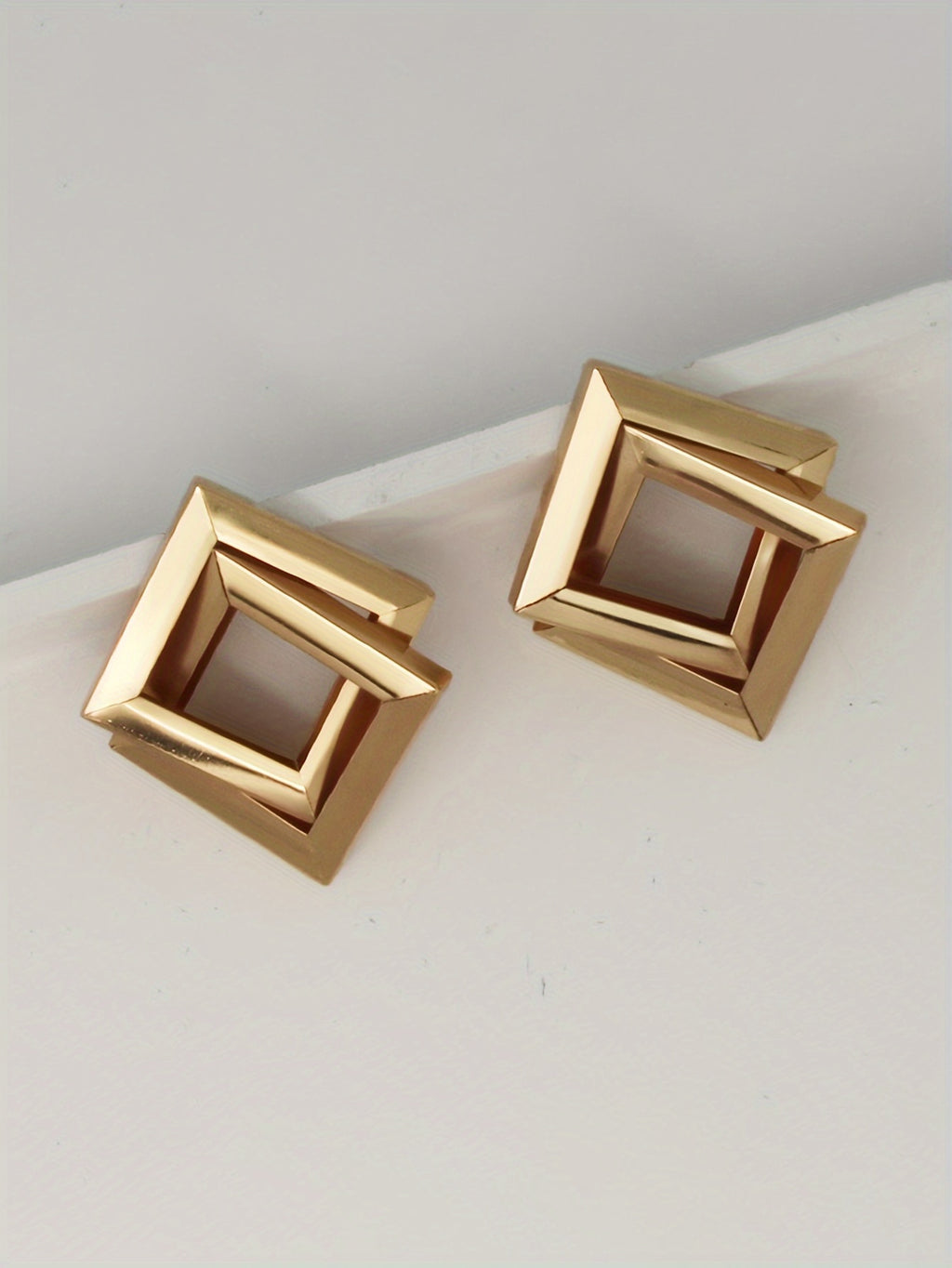1 Pair Golden-Tone Multi-Layered Square & Irregular Geometric Statement Earrings - Chic Zinc Alloy Design for Daily Wear, Work, Travel, and Gifting