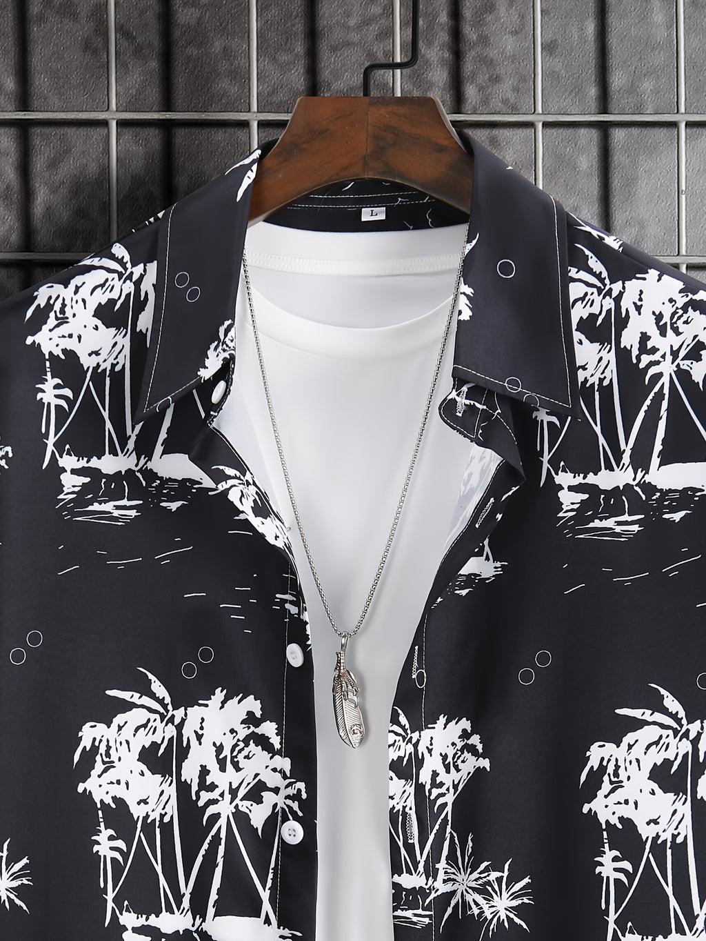 Coconut Trees, Men's 2pcs, Short Sleeve Graphic Print Button Up Shirt And Drawstring Shorts co ord set