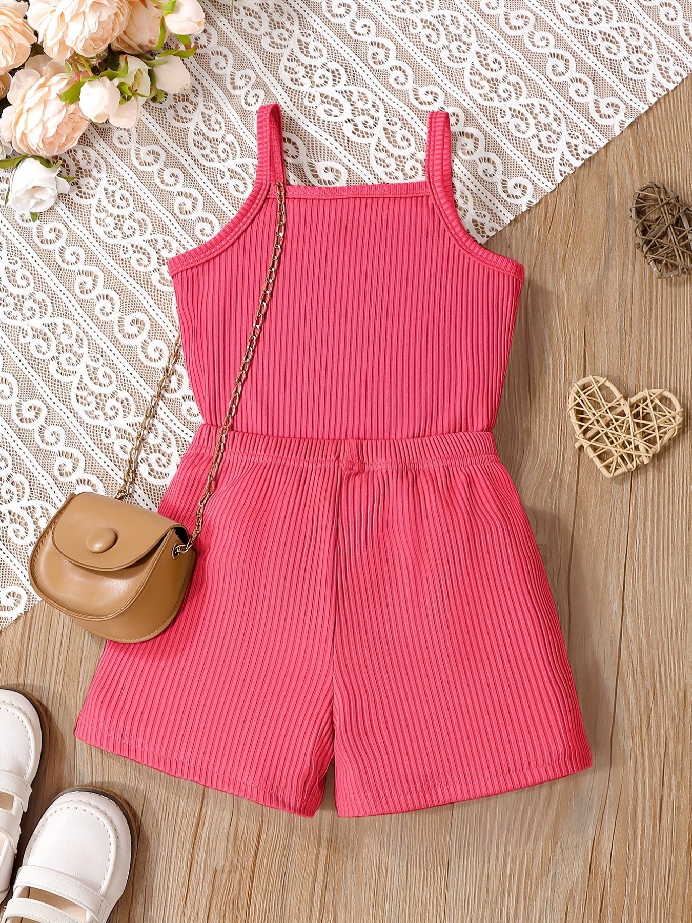 2pcs Toddler Girls Letter "MAMA'S MINI" Graphic Cami Top & Elastic Waist Shorts Set Kids Summer Outdoor Clothes