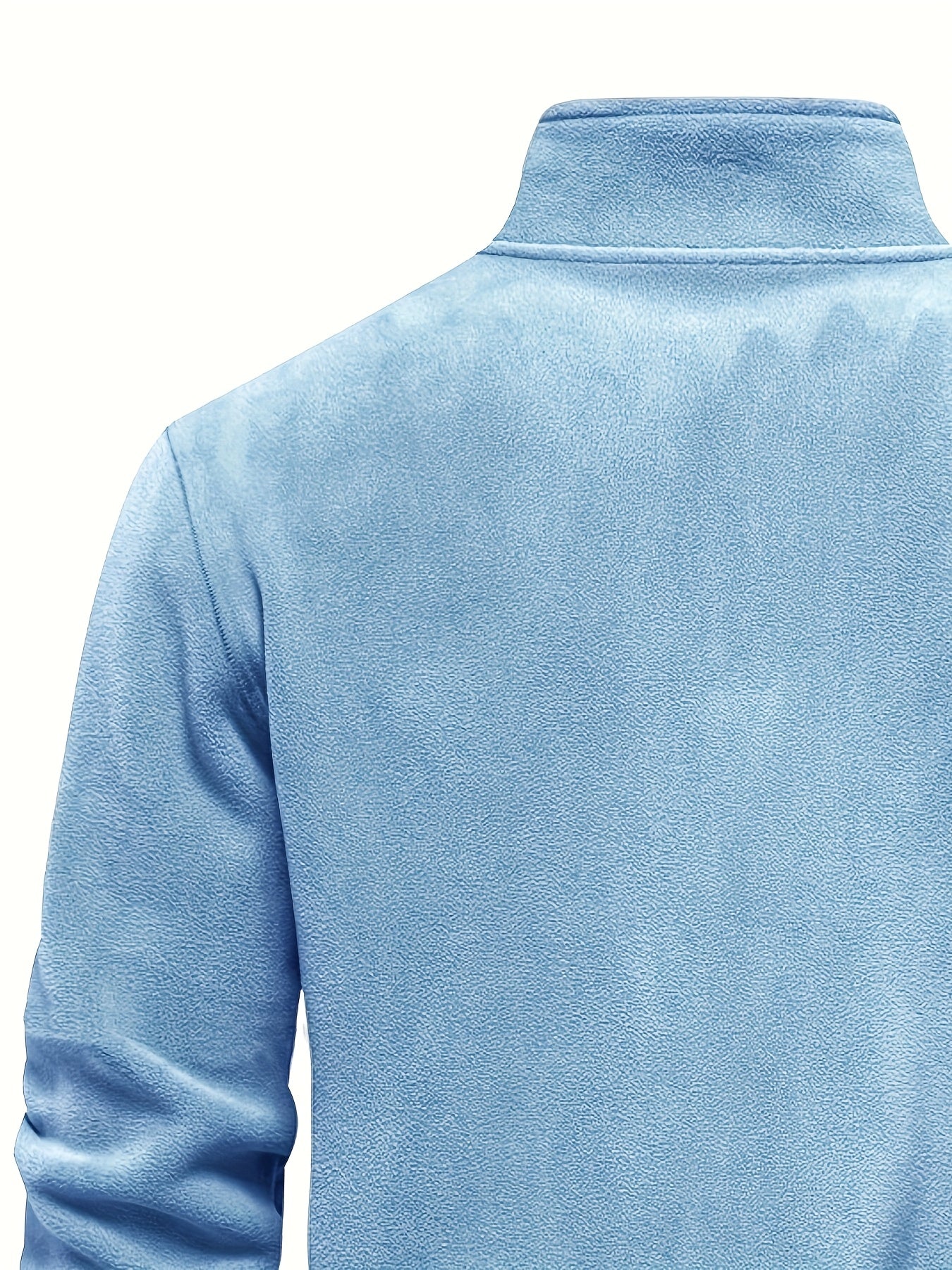 Men's Thermal Half-Zip Sweater Jacket with Round Neck & Collar - Winter Warm Full-Zip-like Zipper (Half-Zip) Closure, Machine Washable Casual Coat for Office & Outdoor, Dark Blue/Burgundy Label-Compatible (No Bulk Layering Ne