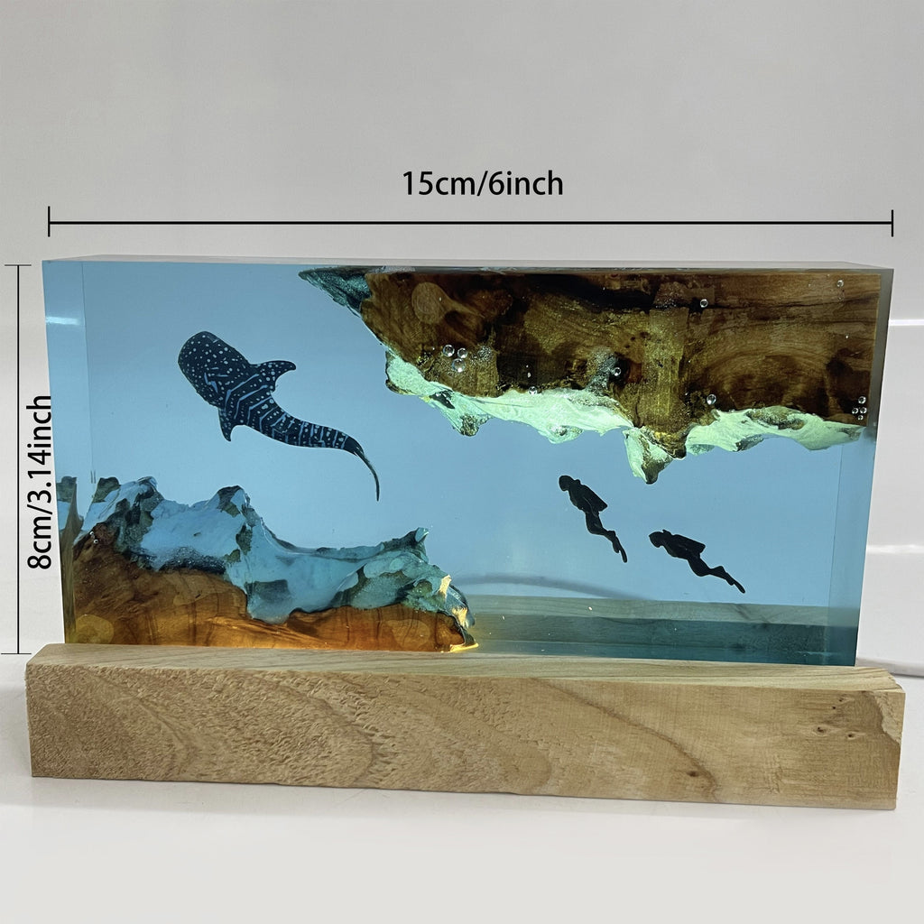 1pc Whale Resin Lamp, Handmade Home Decor Bedside Lamp, Unique Resin Lighting For Bedside Table, Nightstand Decorations For Bedroom, Best Gift For Everyone