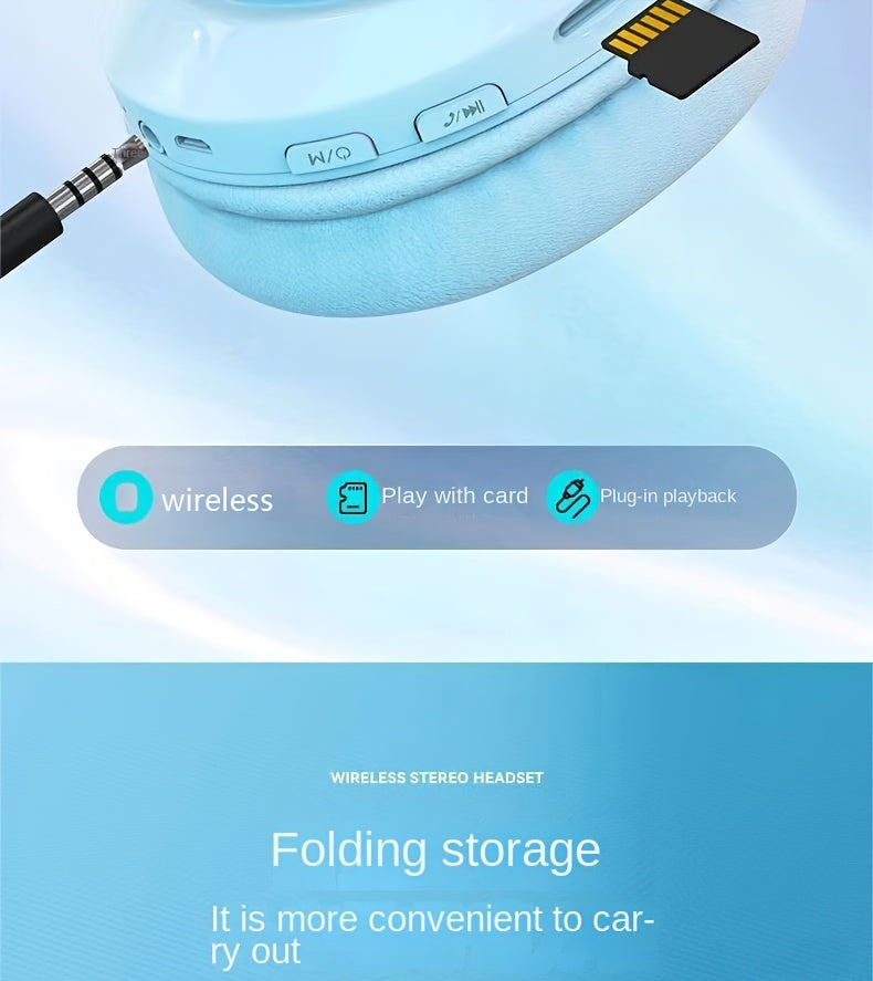 39 Luminous Wireless Headphones with Plug-in, Wired and Wireless Multifunctional Use