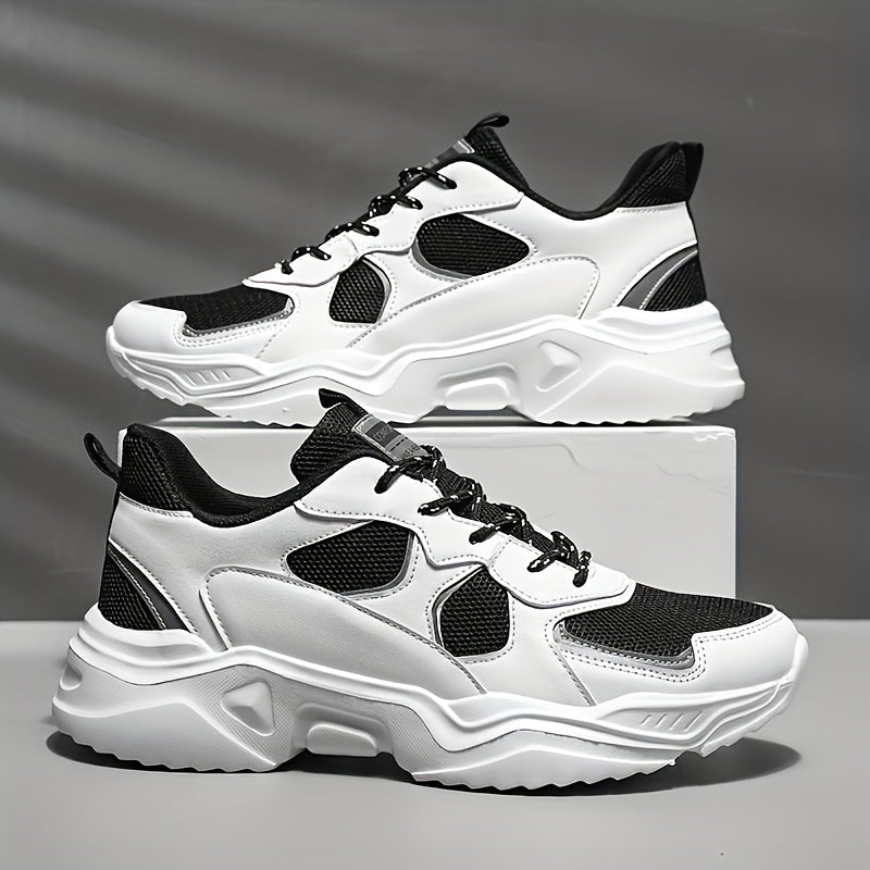 Baskets montantes respirantes pour homme - Baskets décontractées blanches et turquoise avec semelle EVA, fermeture à lacets, idéales en toutes saisons