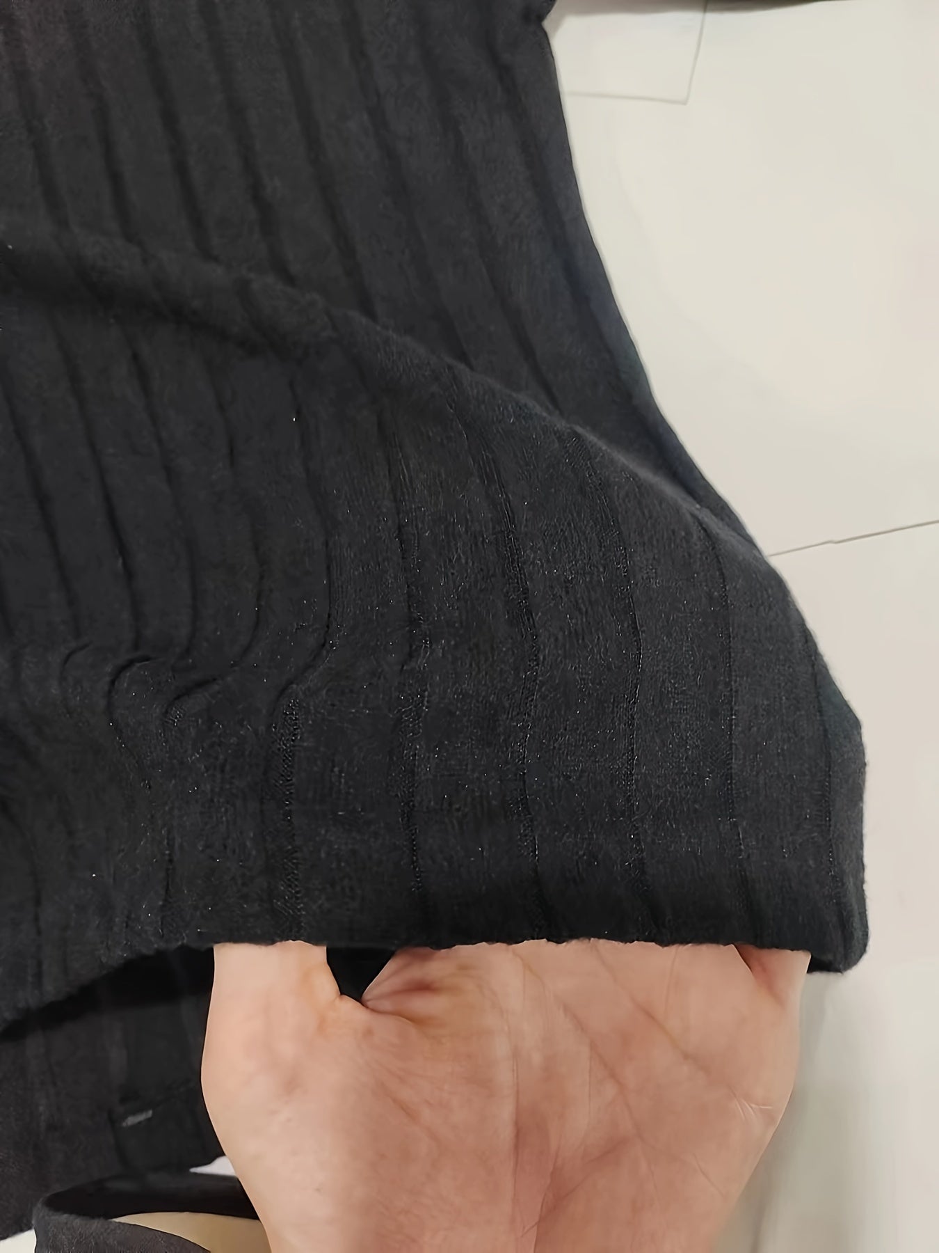 Solid Ribbed Two-piece Set, Casual Mock Neck T-shirt & Wide Leg Pants Outfits, Women's Clothing