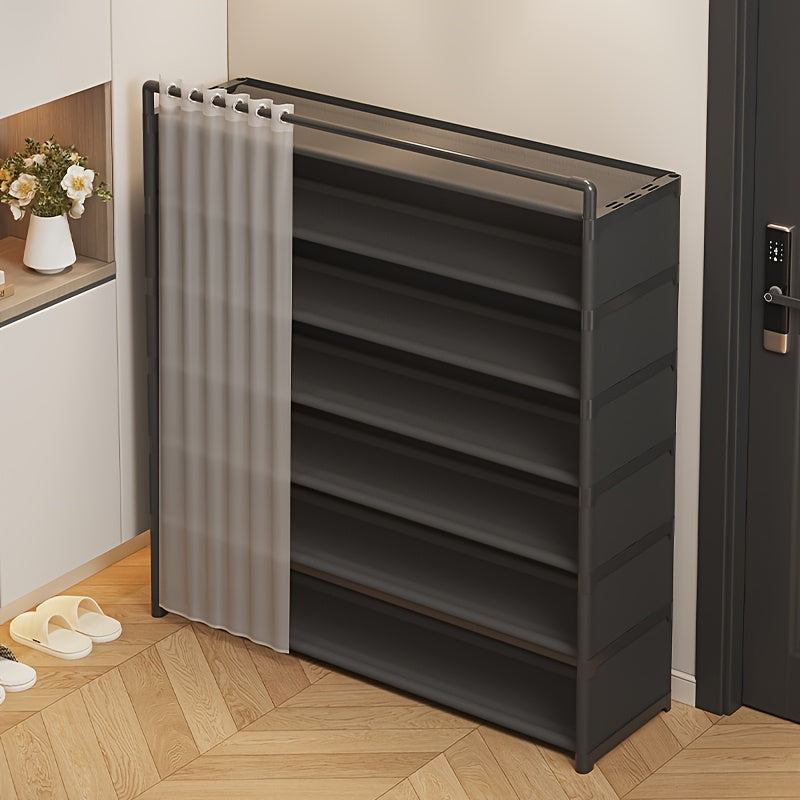 1 Set - Dustproof Foldable Shoe Display Rack with Non-Slip Base, Easy to Clean, Multi-Layer Storage Shelf for Shoes and Accessories