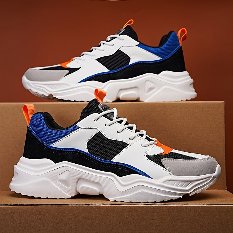 Baskets montantes respirantes pour homme - Baskets décontractées blanches et turquoise avec semelle EVA, fermeture à lacets, idéales en toutes saisons