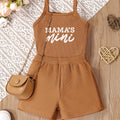 2pcs Toddler Girls Letter "MAMA'S MINI" Graphic Cami Top & Elastic Waist Shorts Set Kids Summer Outdoor Clothes